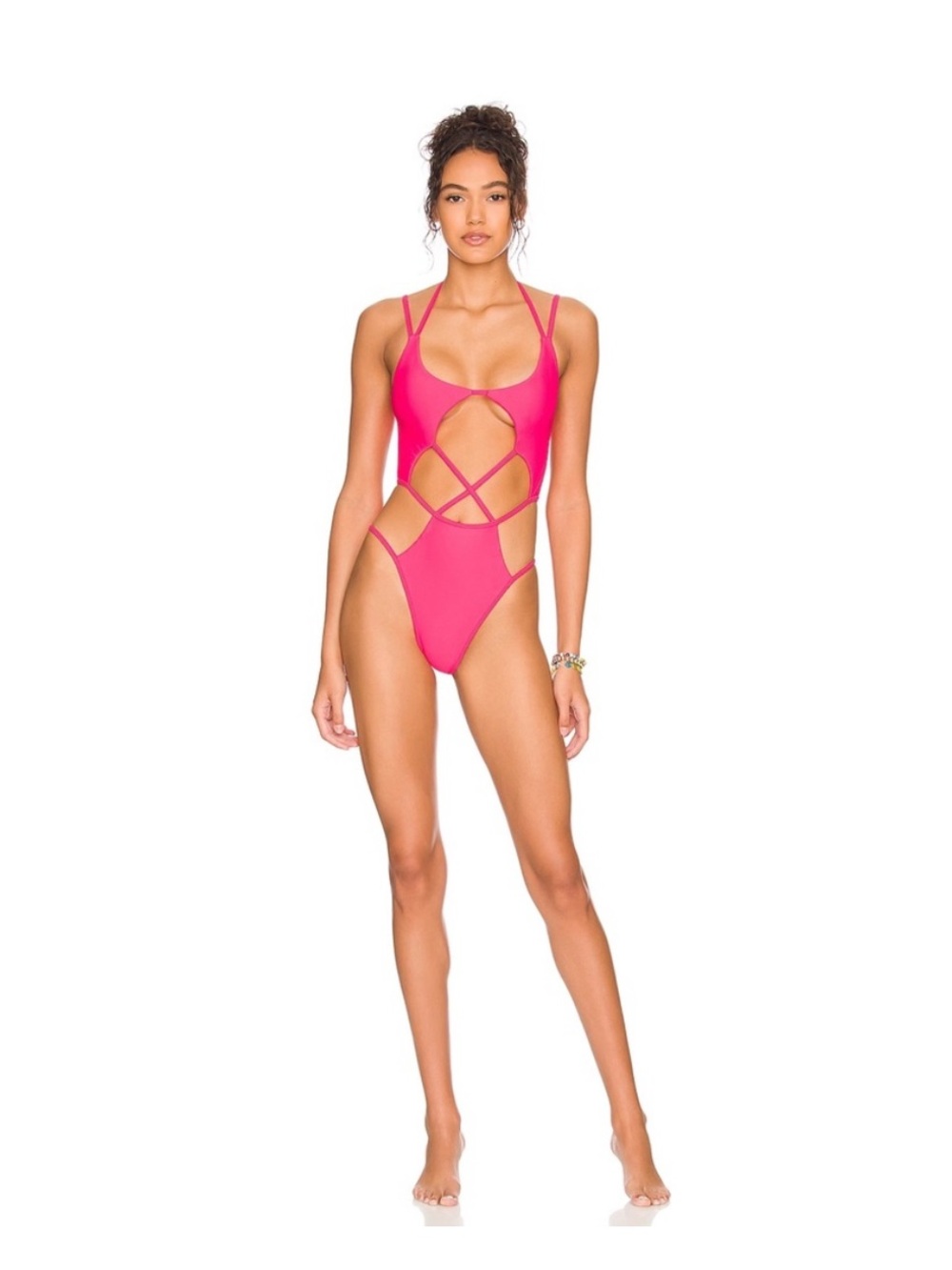 Michael Costello x REVOLVE Rhys One Piece Swimsuit in Bright Pink Sz M